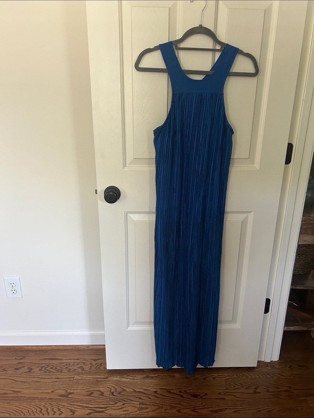 Anthropologie Pleated Maxi Dress in Teal Blue